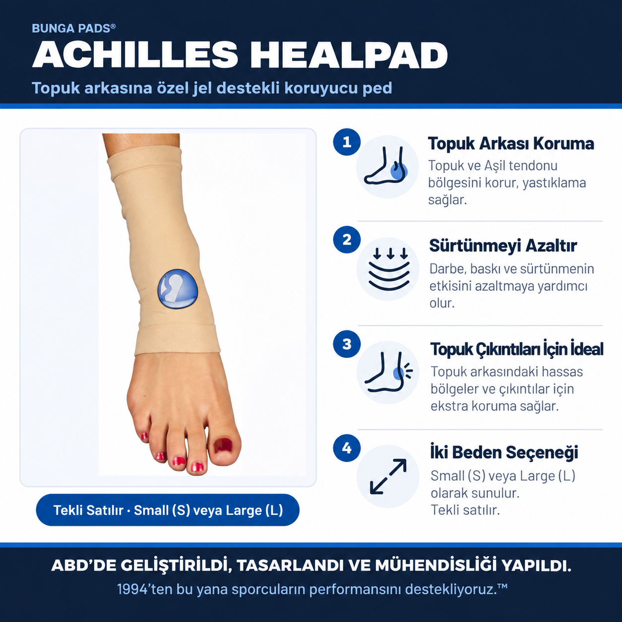 Bunga Pads Jel Destekli Aşil ve Topuk Koruyucu