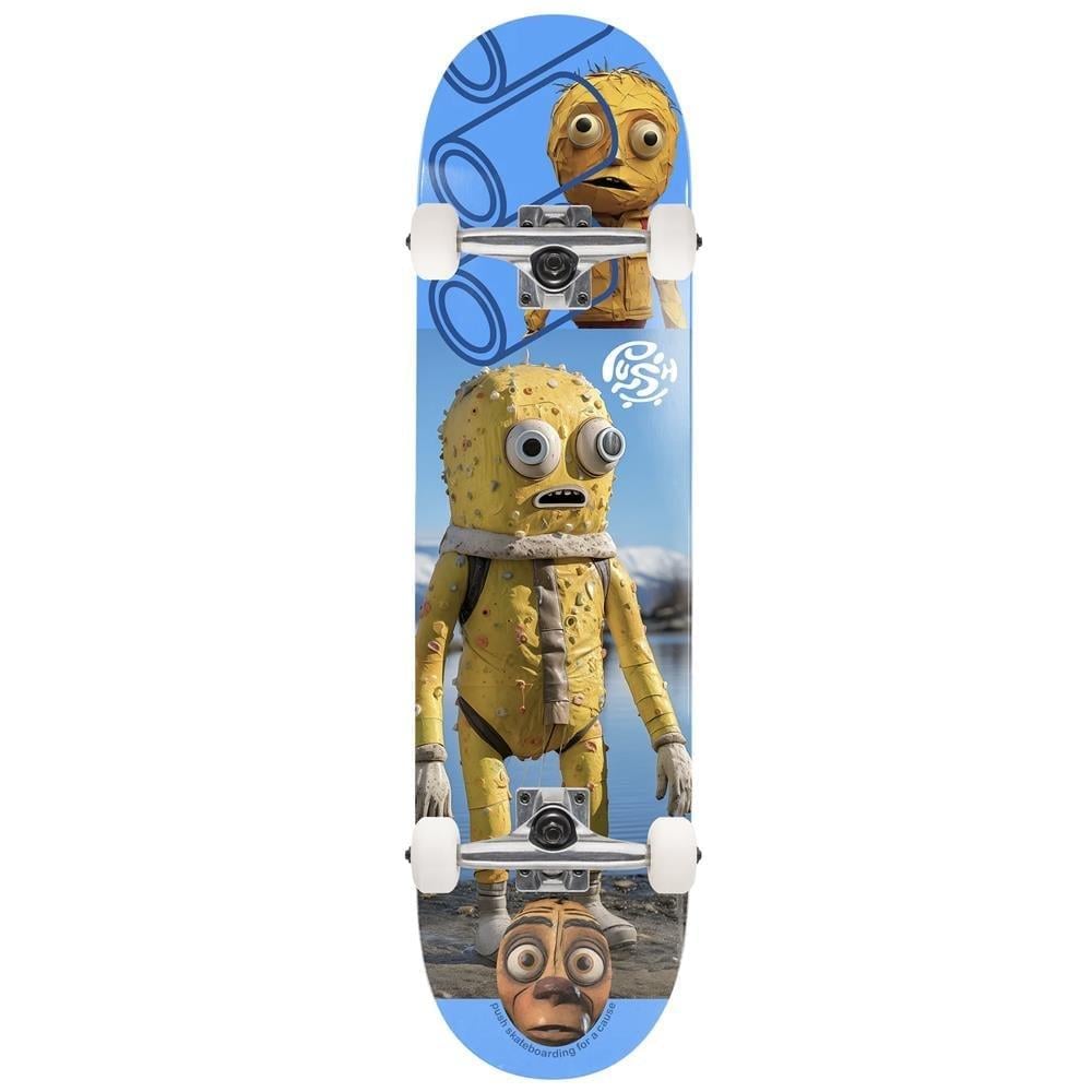Push 8.25 Yellow Man FP Blue Skateboard Kaykay