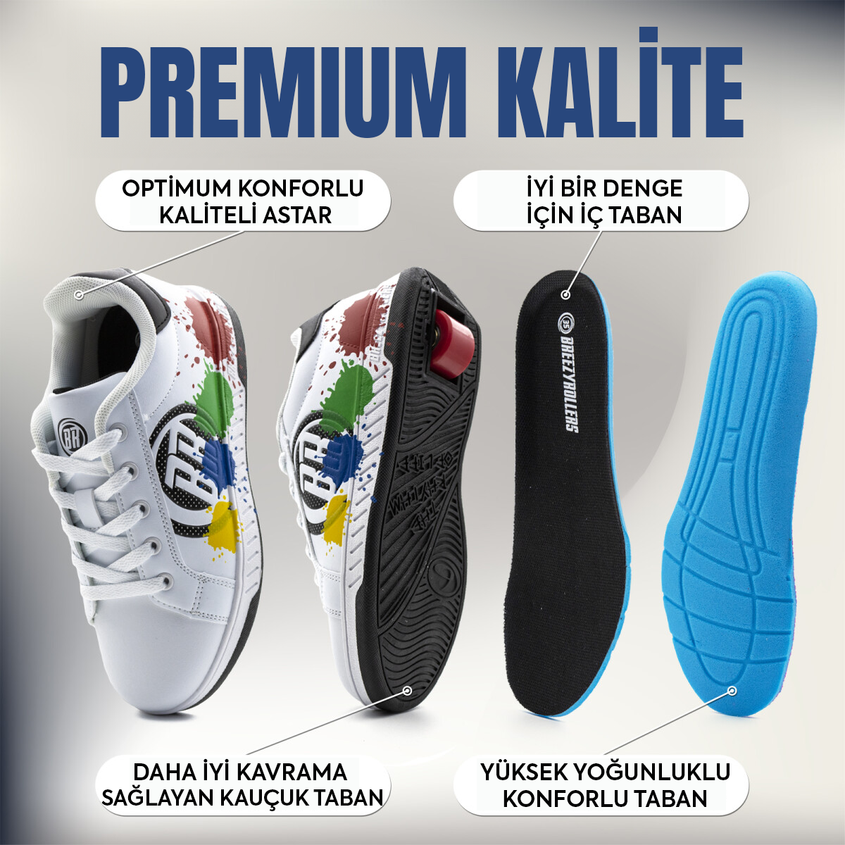 Tekerlekli Spor Ayakkabı Splash beyaz/siyah