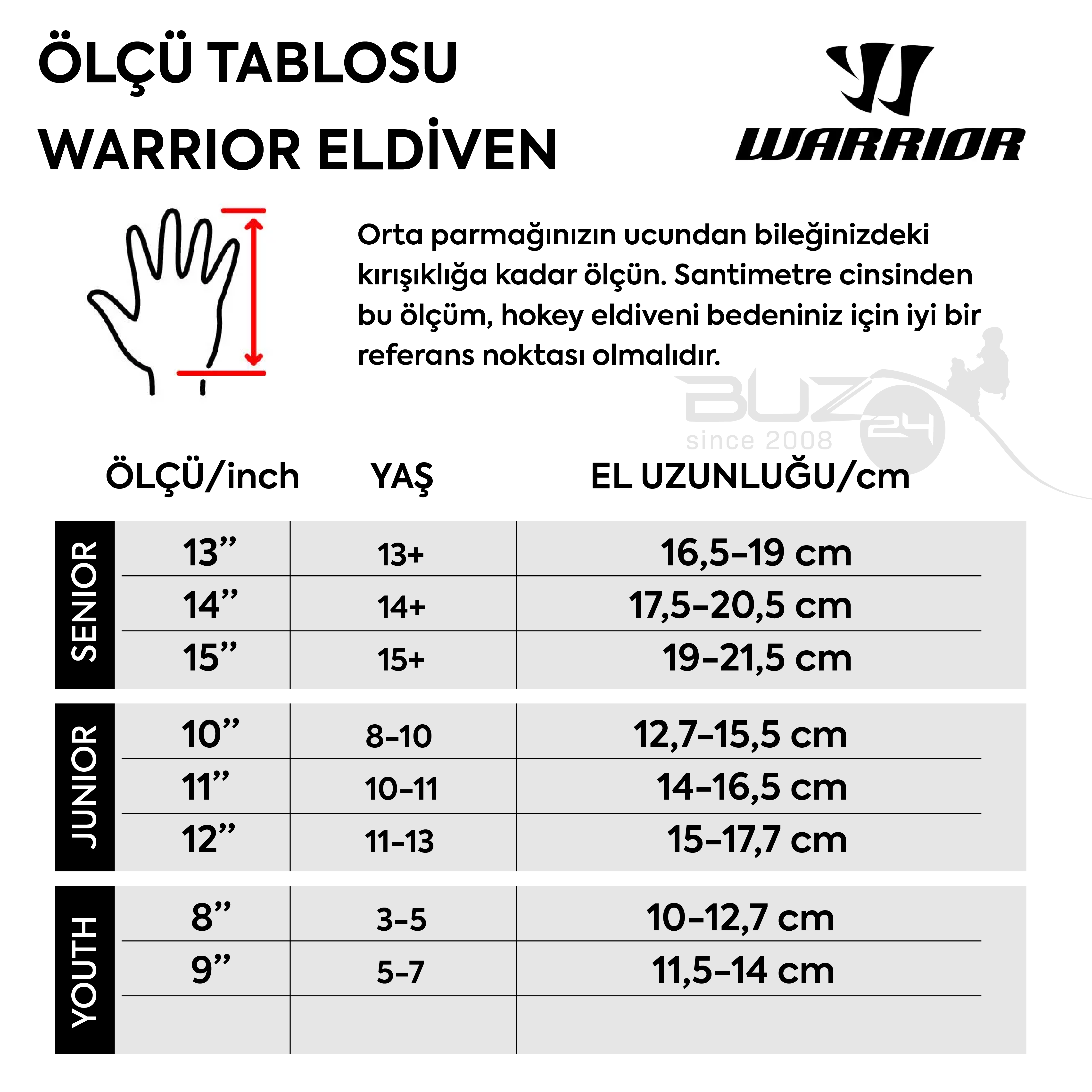 Warrior Covert Lite Senior Hokey Eldiveni