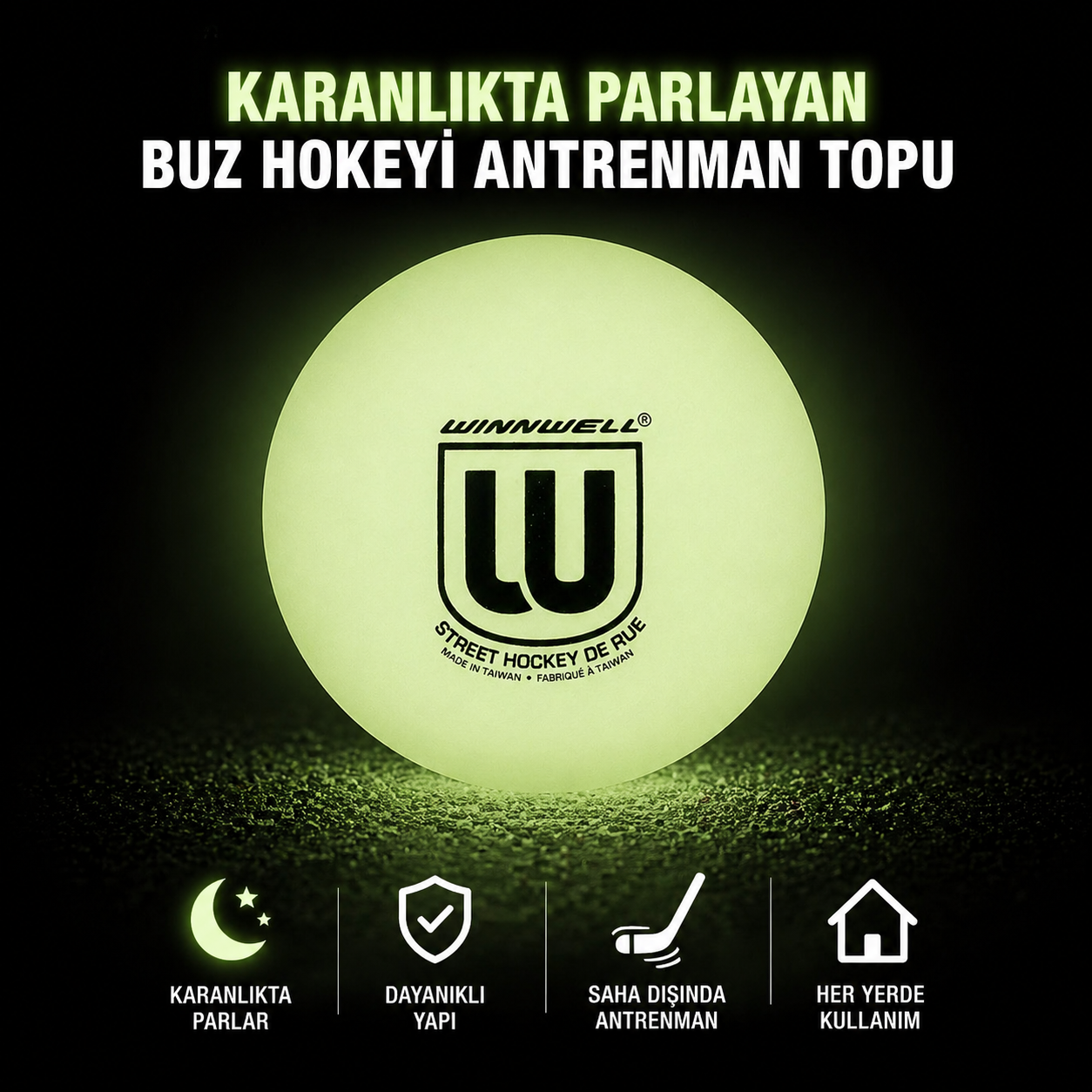 Winnwell Karanlıkta Parlayan Hokey Antrenman Topu