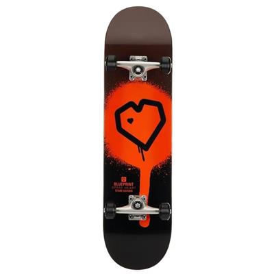 BluePrint 8.25 Spray Heart Black Orange Skateboard Kaykay