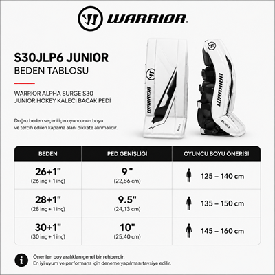 Warrior Alpha Surge S30 Junior Hokey Kaleci Bacak Pedi 30+1