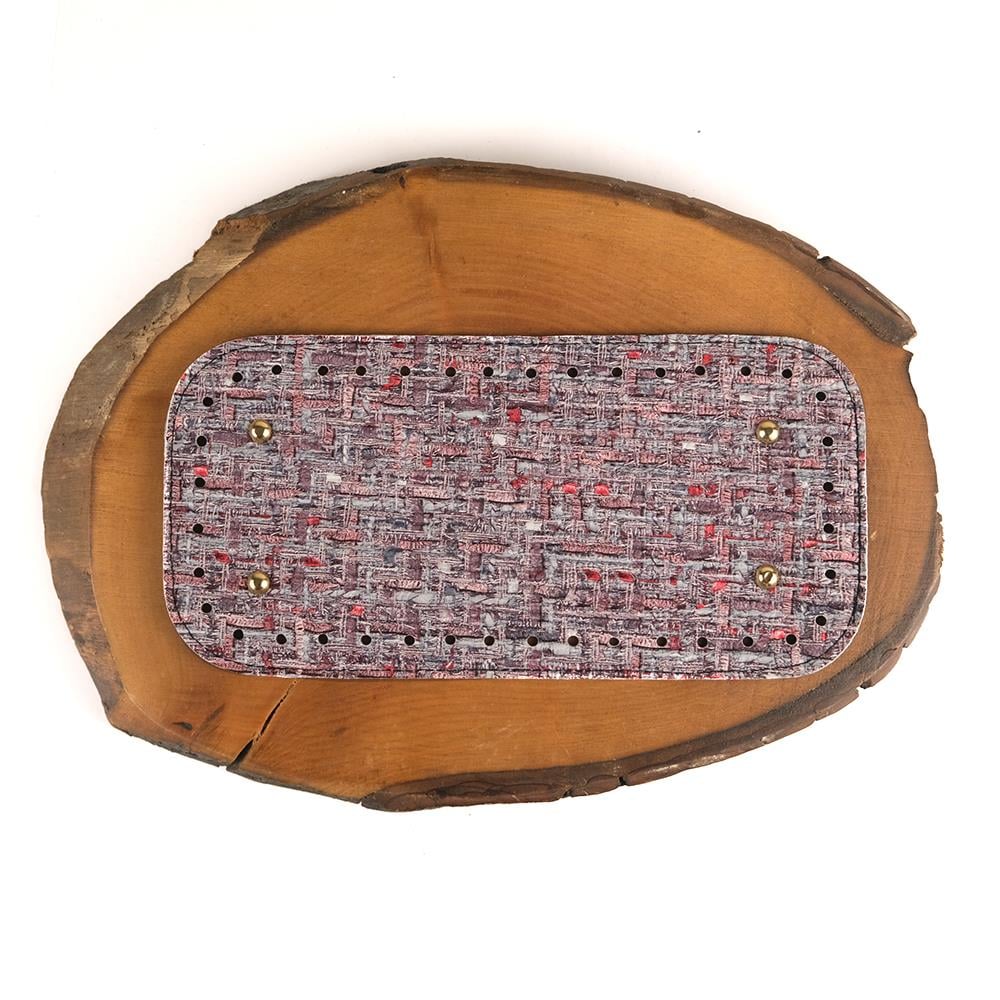 Deri Çanta Tabanı Gri Pembe Desenli 25X12 cm