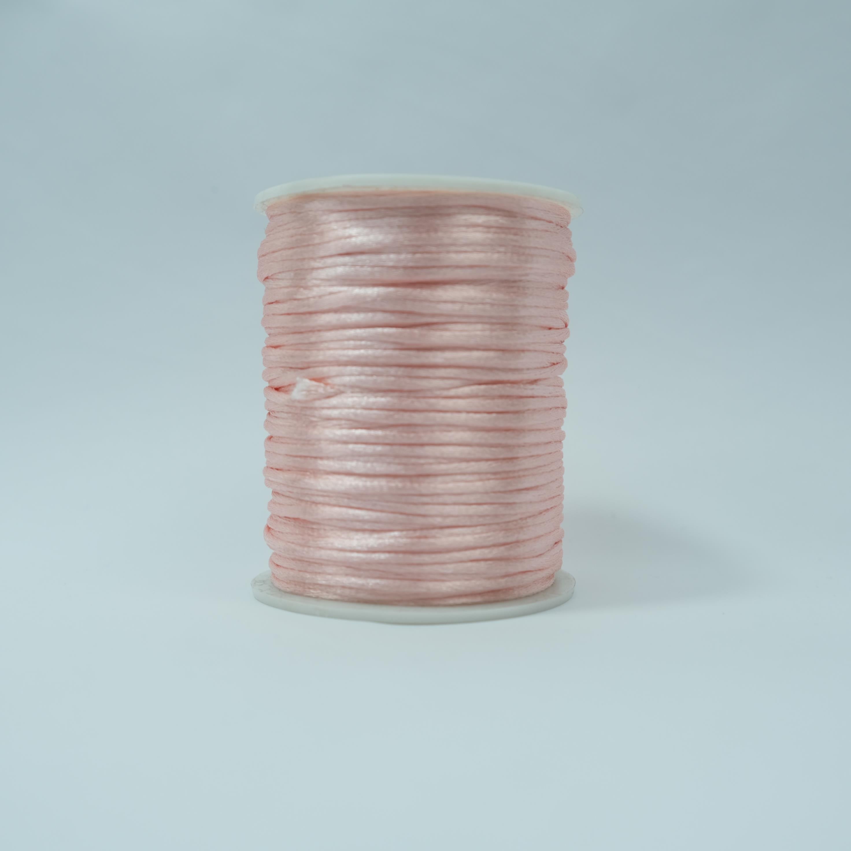 Floş İp - Takı İpi - Sıçan Kuyruğu İp - Bileklik İpi 2 mm Pembe - 85 