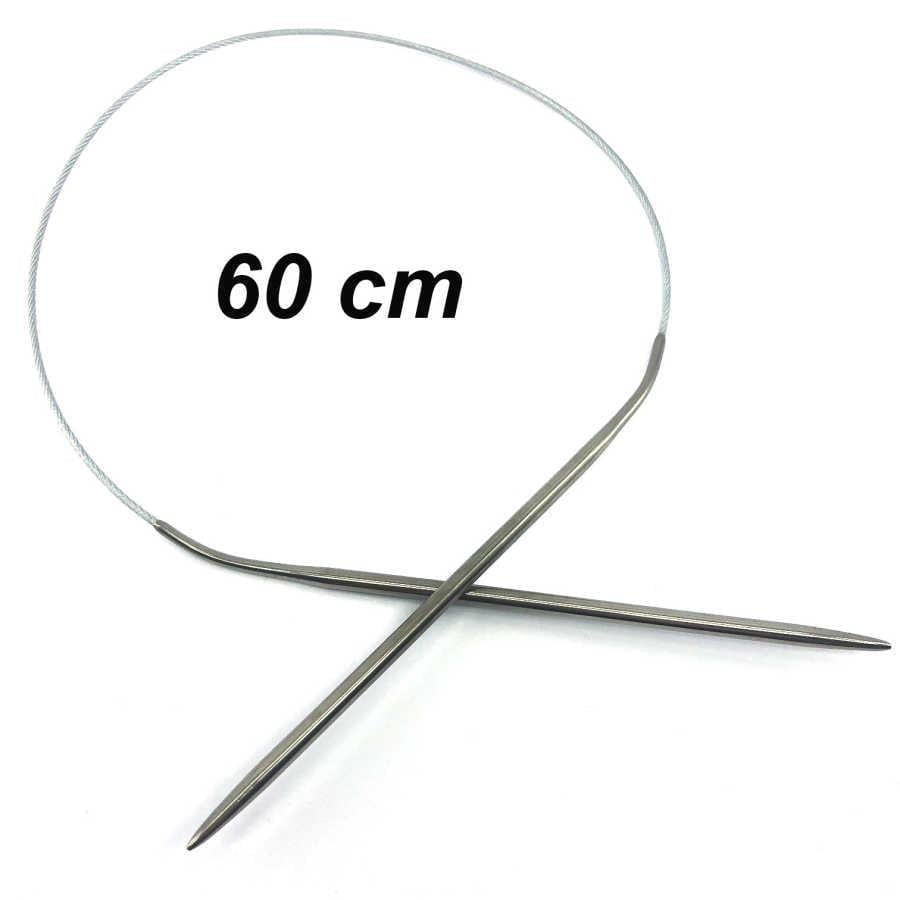 13 Adet Çelik Telli Misinalı Örgü Şişi 60 cm Set Tüm Numaralar