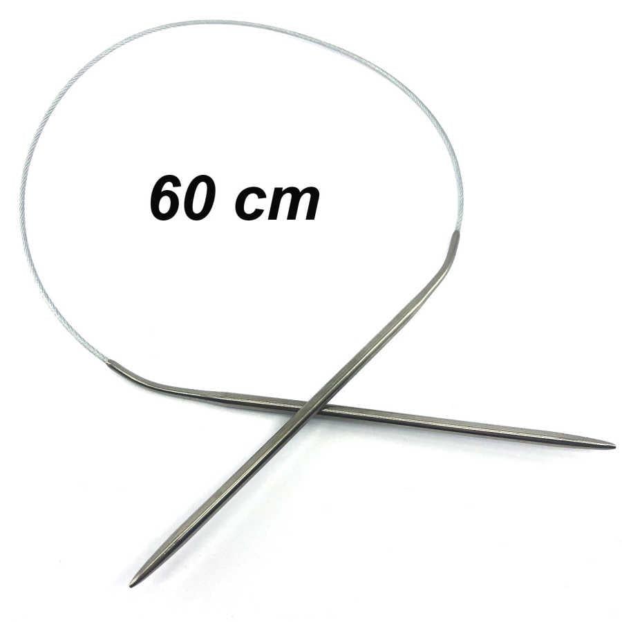 Çelik Telli Misinalı Örgü Şişi 60 cm No:8.00 mm
