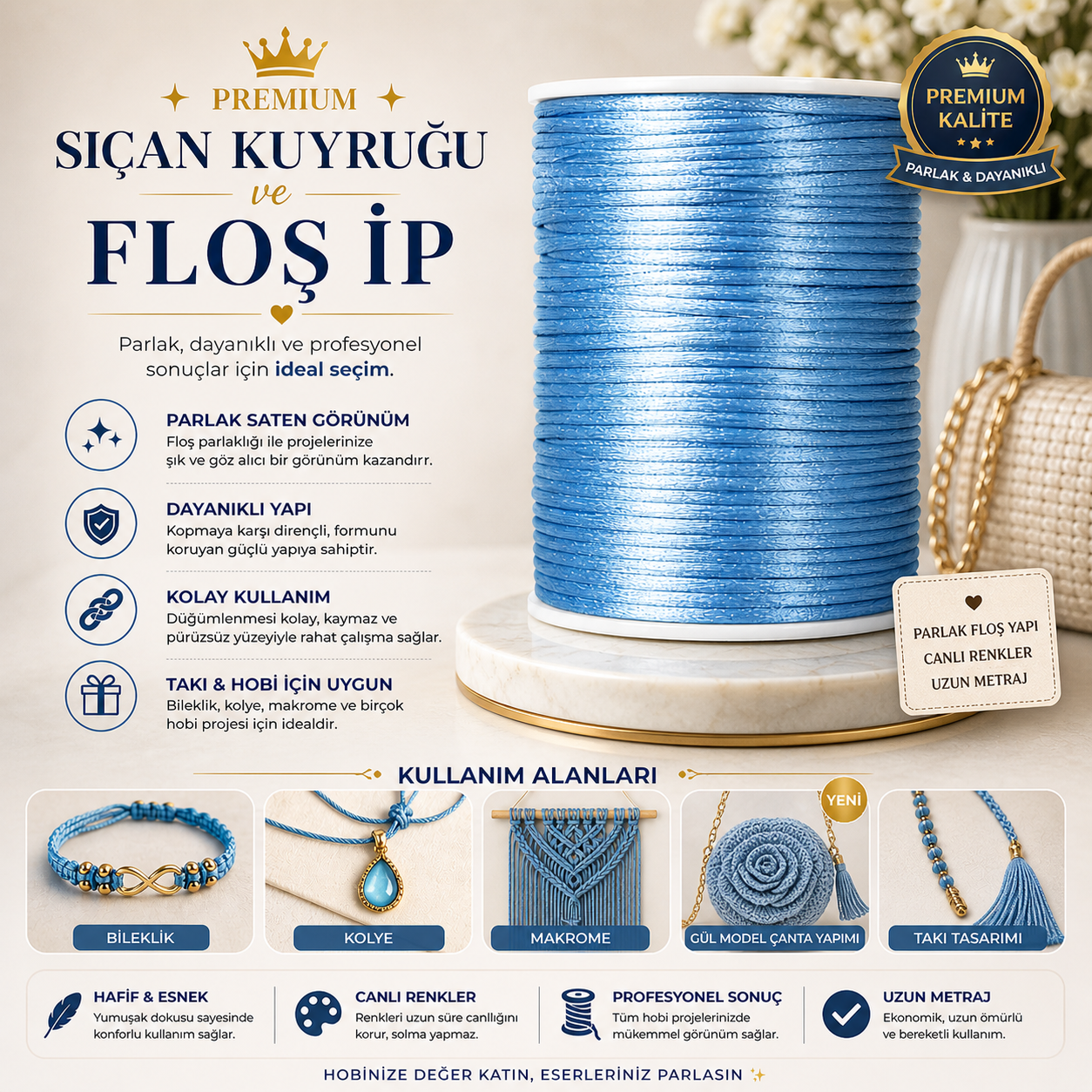 Floş İp Mavi