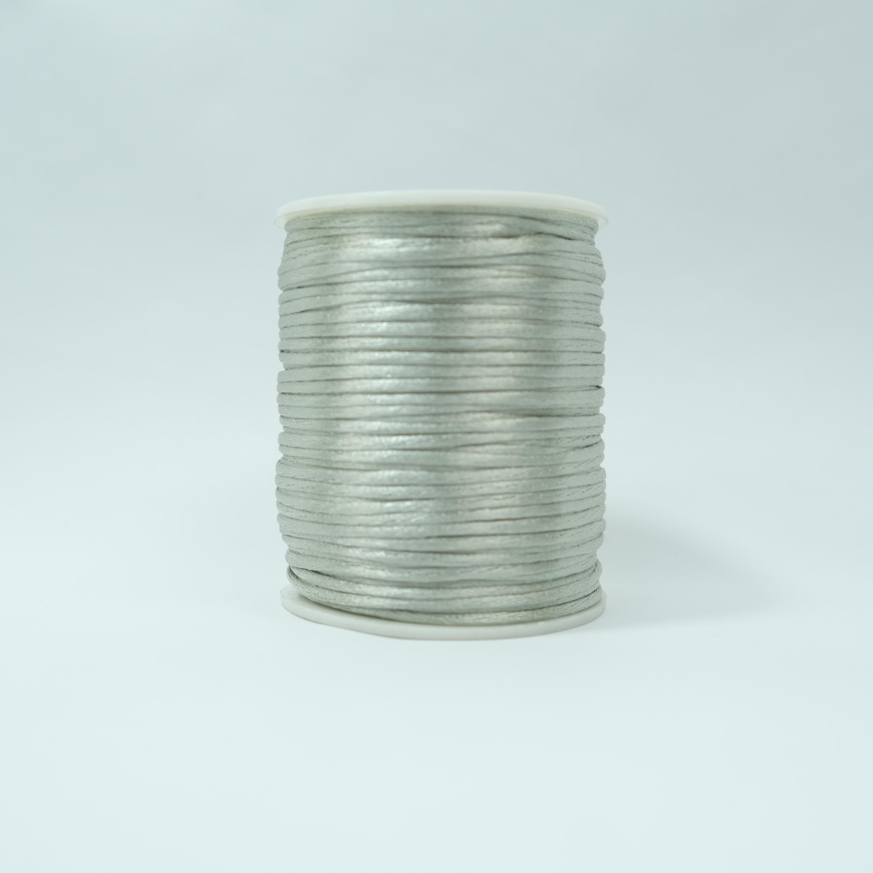 Floş İp - Takı İpi - Sıçan Kuyruğu İp - Bileklik İpi 2 mm Açık Gri - 46