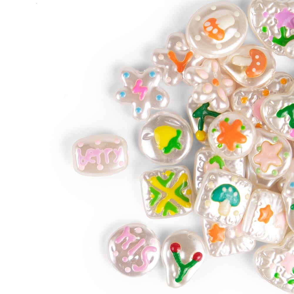 Karışık Figür Ve Desende inci Görünümlü Plastik Boncuk