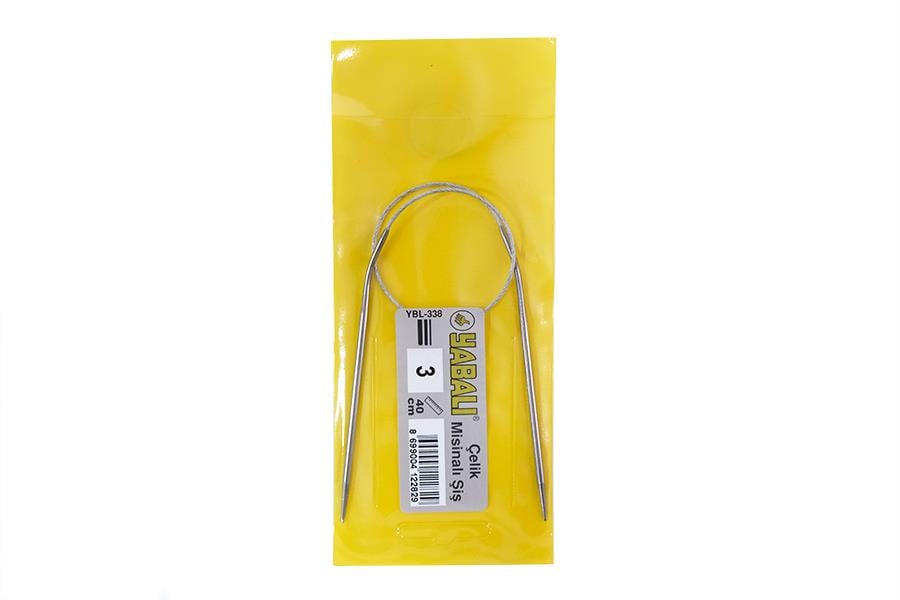 Yabalı Çelik Misinalı Örgü Şiş 40 cm 3 mm