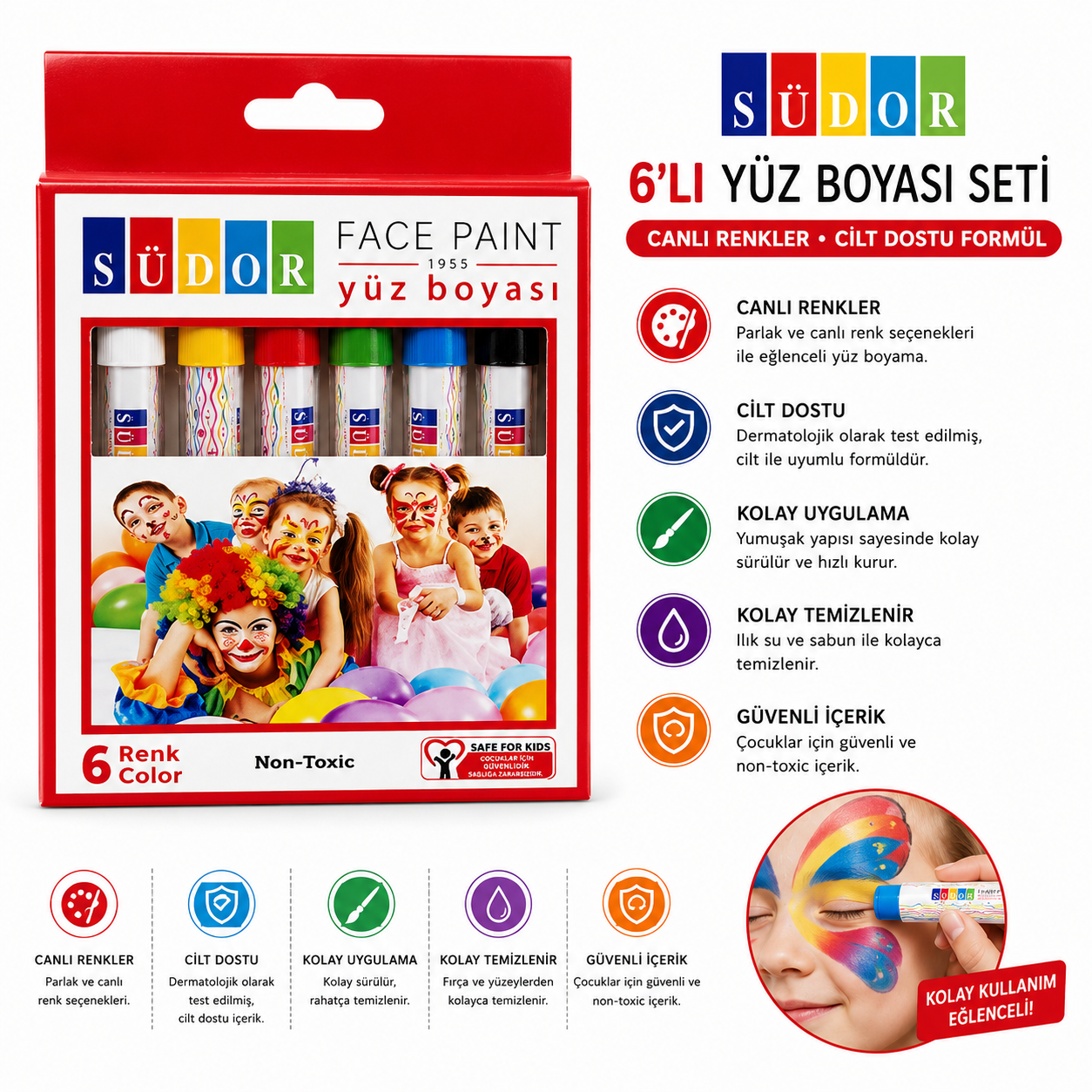  Südor Yüz Boyası 6'lı Paket