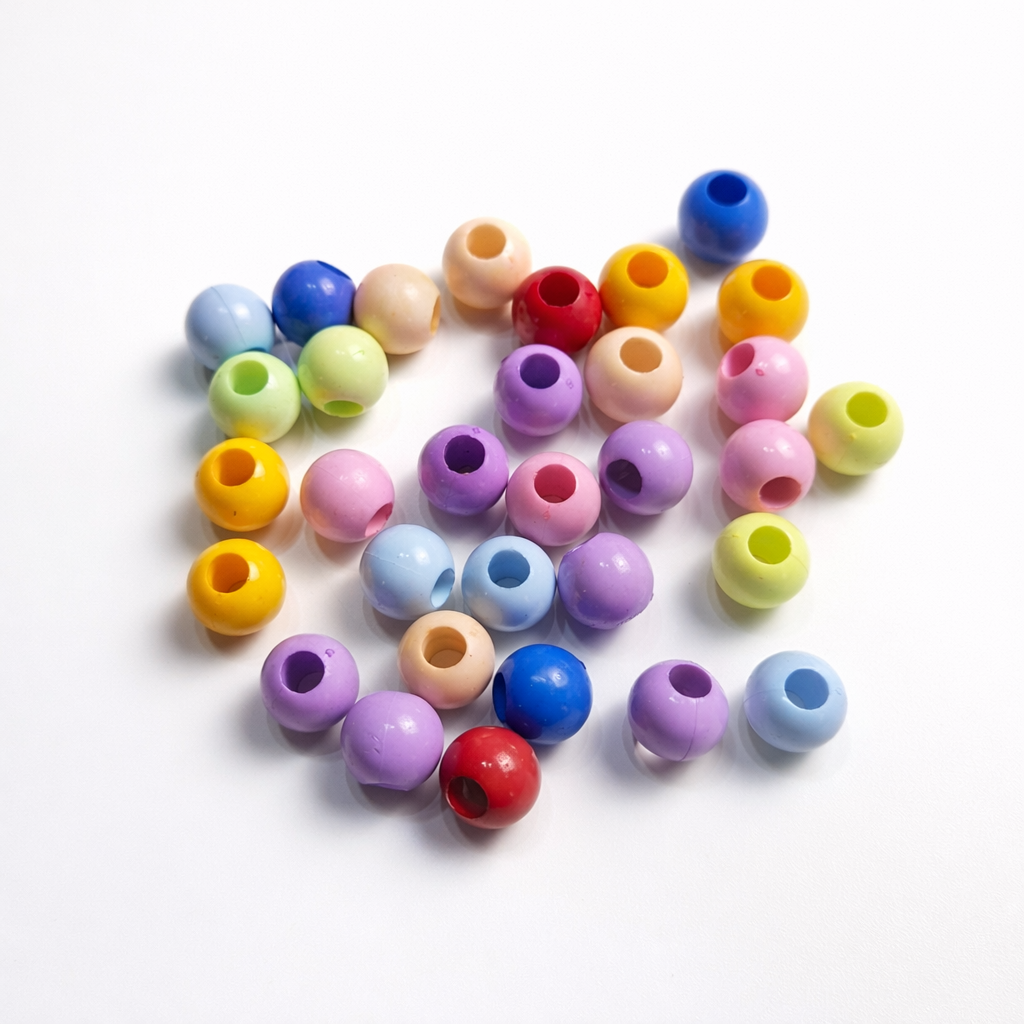 14 mm Karışık Renkli Plastik Boncuk  Büyük Boy Takı ve Makrome Boncuğu 500 Gram