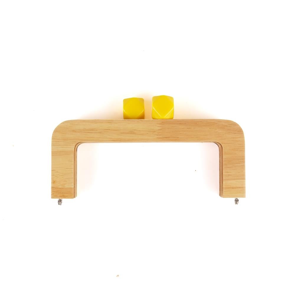 20 cm Ahşap Burs Sarı Akrilik Boncuk Başlıklı Çanta Bursu Natural Renk