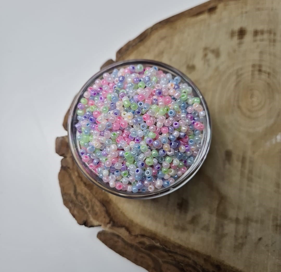 ABC Kum Boncuk Sedefli Pastel Mix Renk 3 mm 500 Gram 8/0