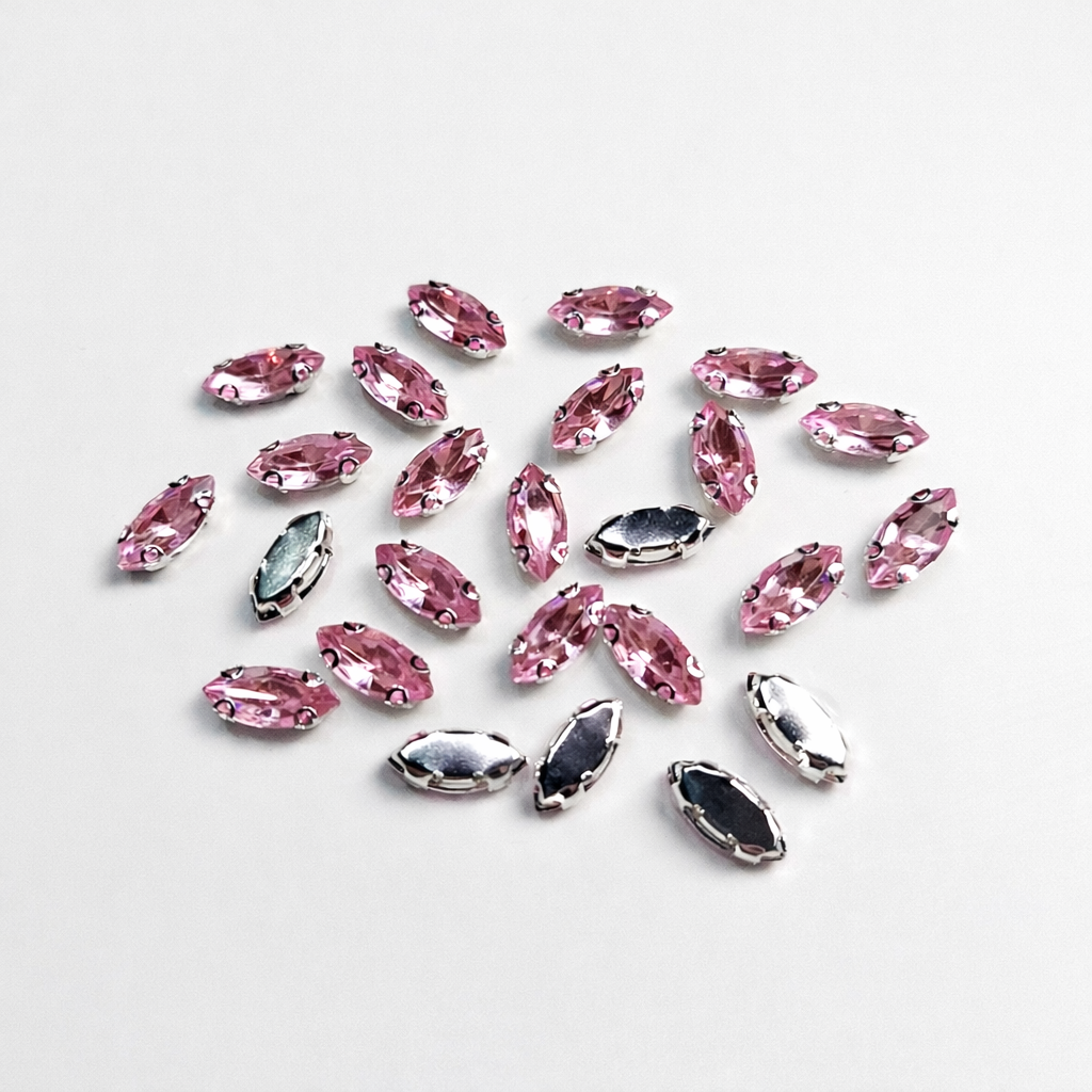 Açık Pembe Mekik Model Dikme Taş 7 x 15 mm 100 Adet