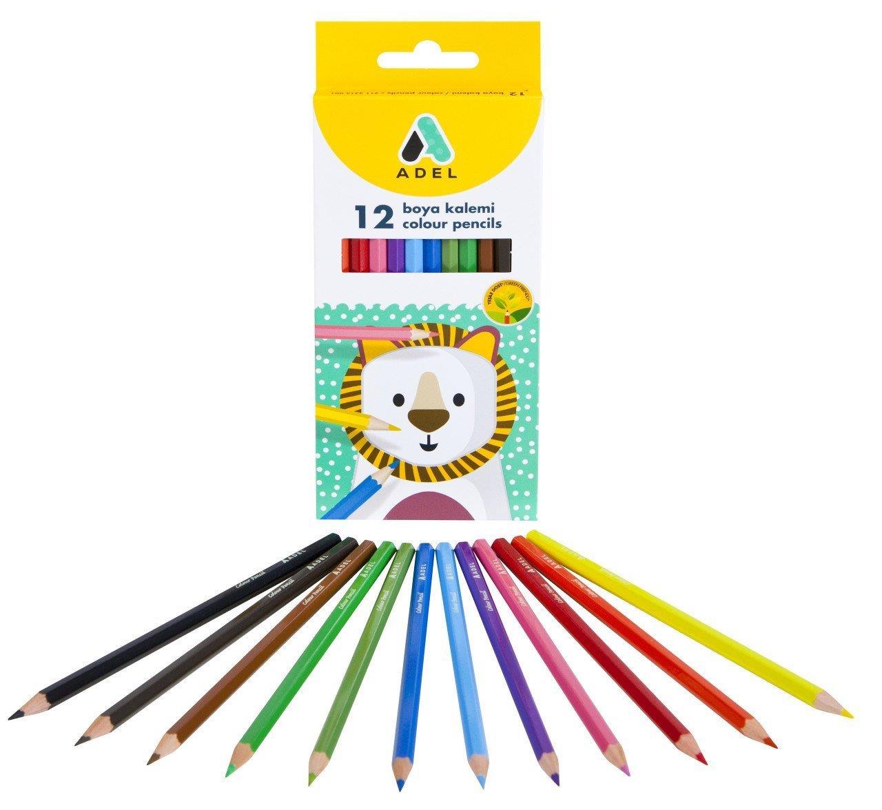 Adel 12 Renk Kuru Boya Kalemi