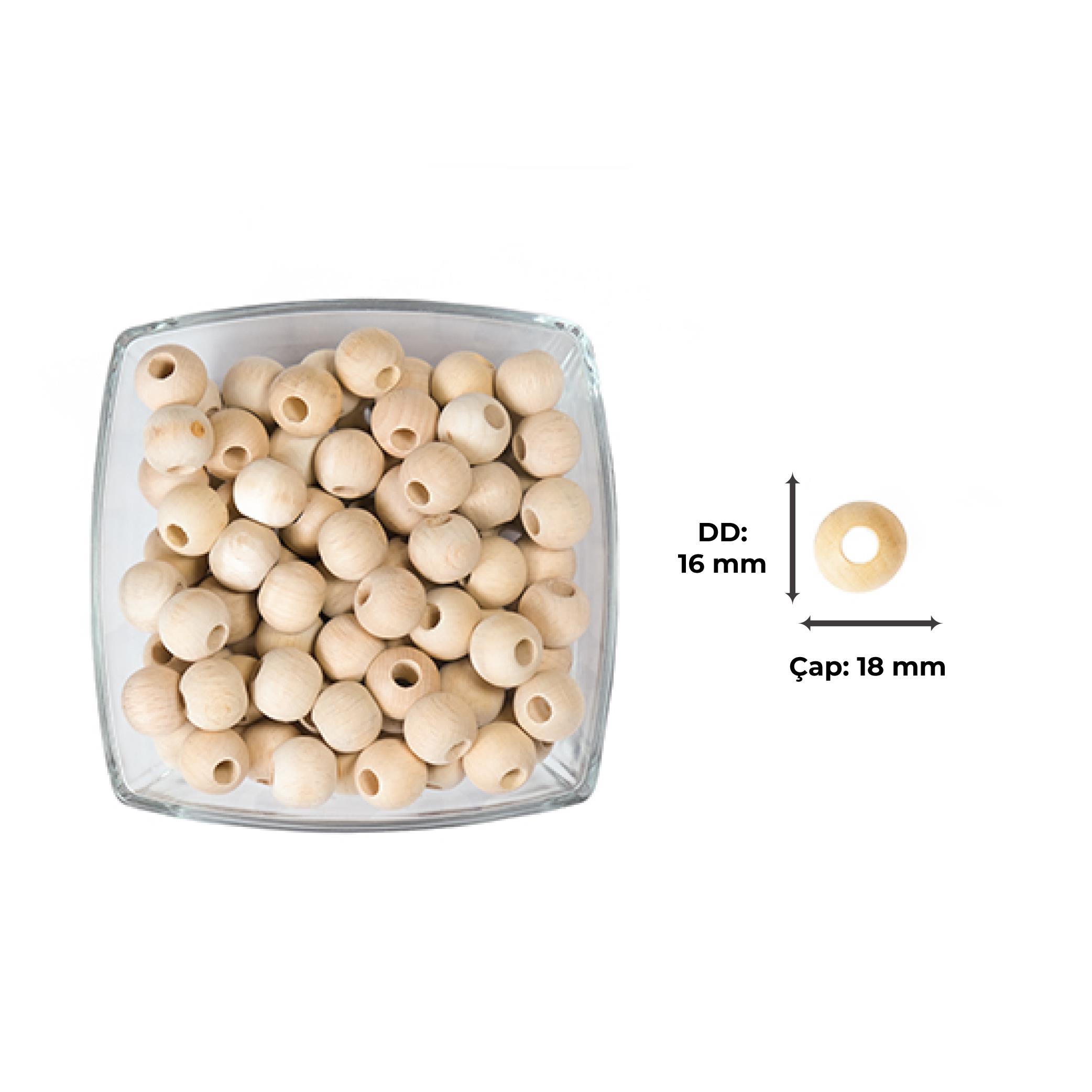 Ahşap Boncuk Krem 18 mm 100 gr