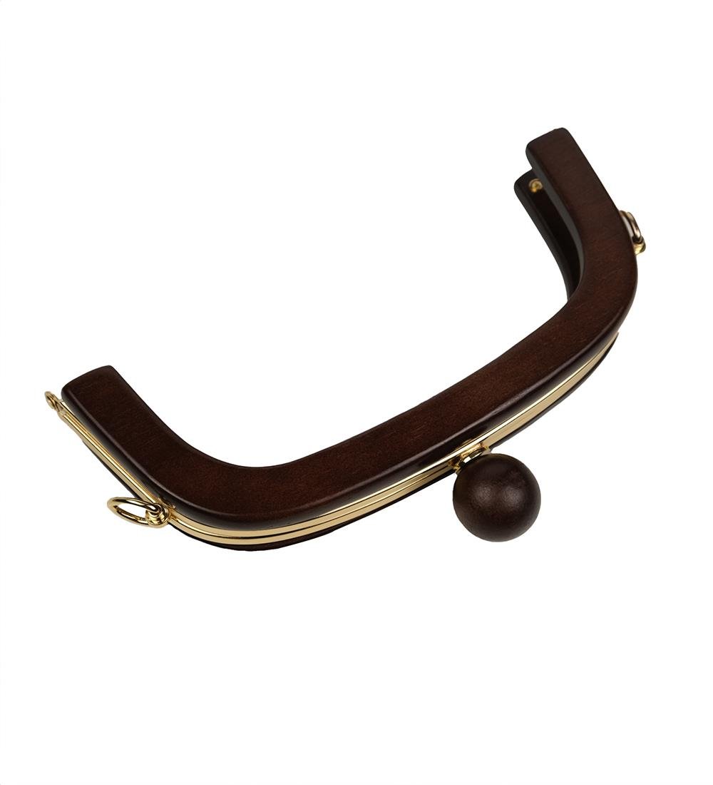 Ahşap Çanta Bursu Acı Kahve Gold Metal Detaylı