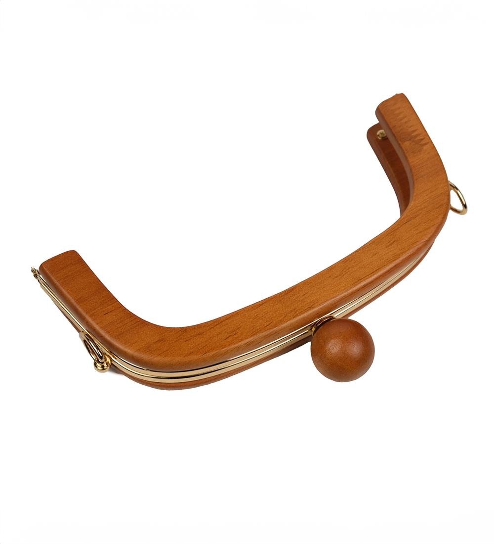 Ahşap Çanta Bursu Taba Gold Metal Detaylı