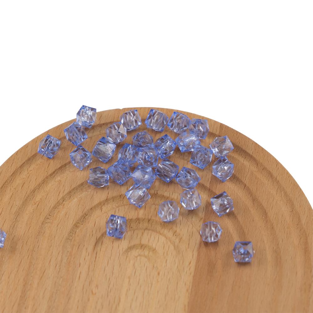 Akrilik Boncuk Küp 10 mm Açık Mavi Renk Kübik Model Akrilik Çanta ve Takı Boncuğu 500 Gram