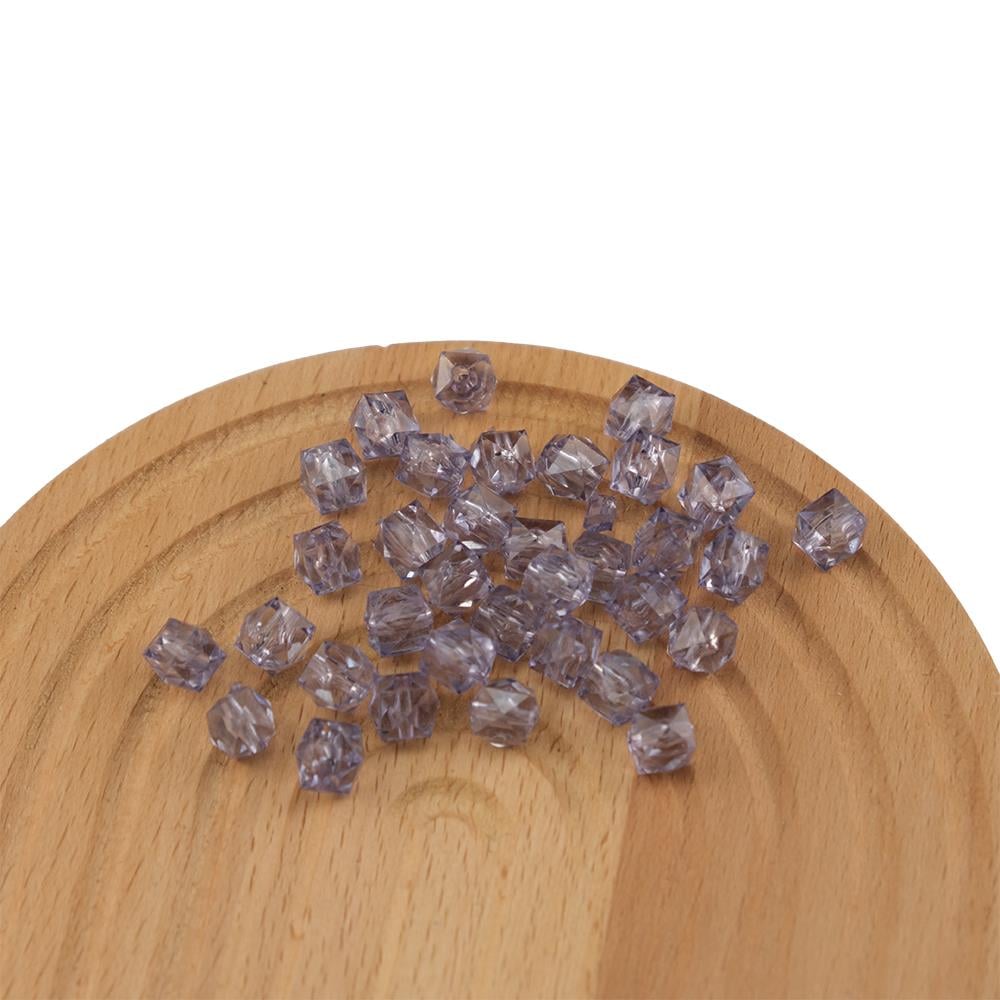 Akrilik Boncuk Küp 10 mm Gri Renk Kübik Model Akrilik Çanta ve Takı Boncuğu 500 Gram