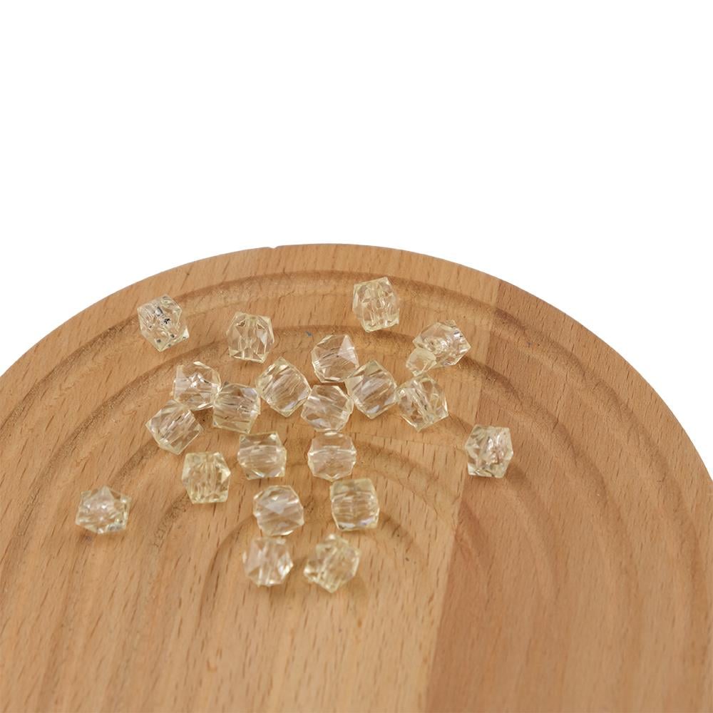 Akrilik Boncuk Küp 10 mm Krem Renk Kübik Model Akrilik Çanta ve Takı Boncuğu 500 Gram
