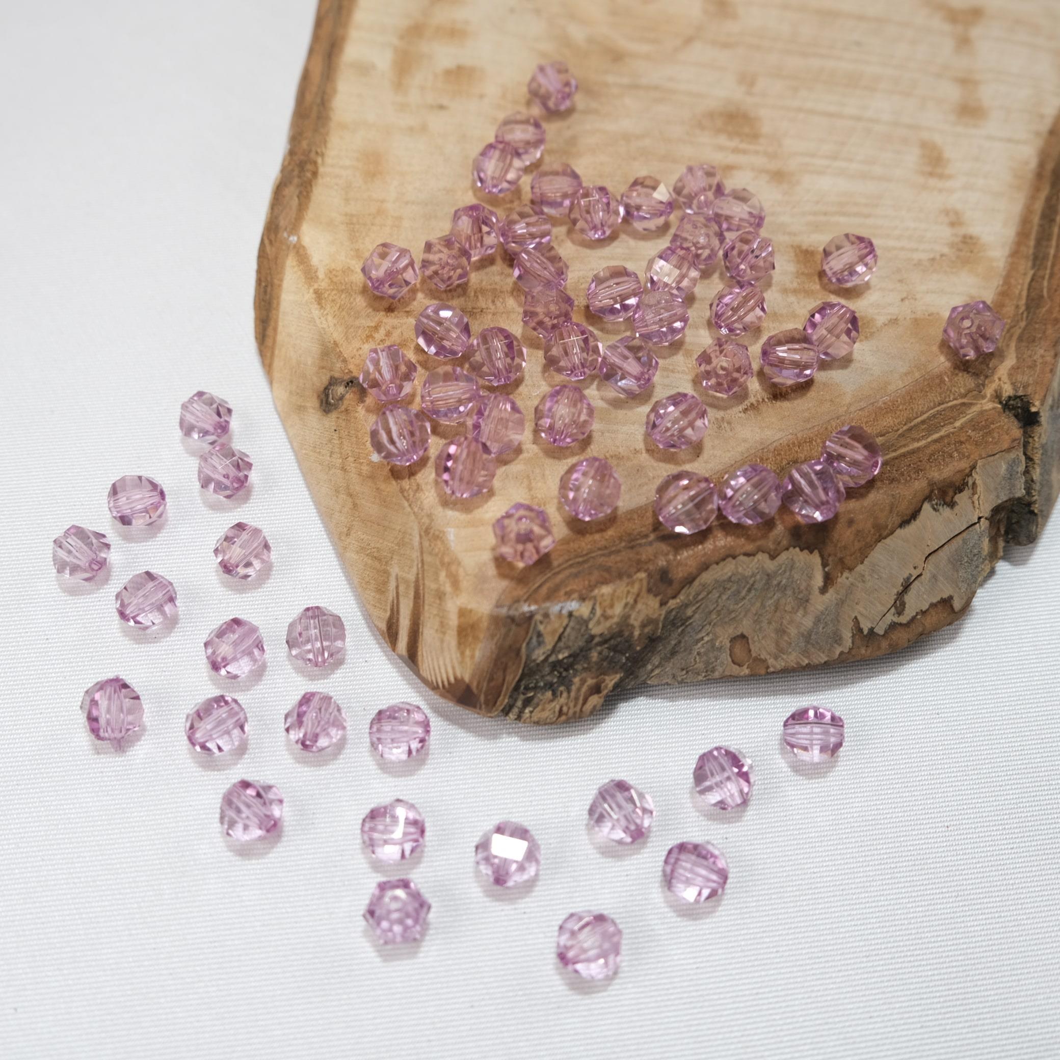 Akrilik Boncuk Yuvarlak 10 mm Leylak Renk Dünya Model Akrilik Çanta ve Takı Boncuğu 500 Gram