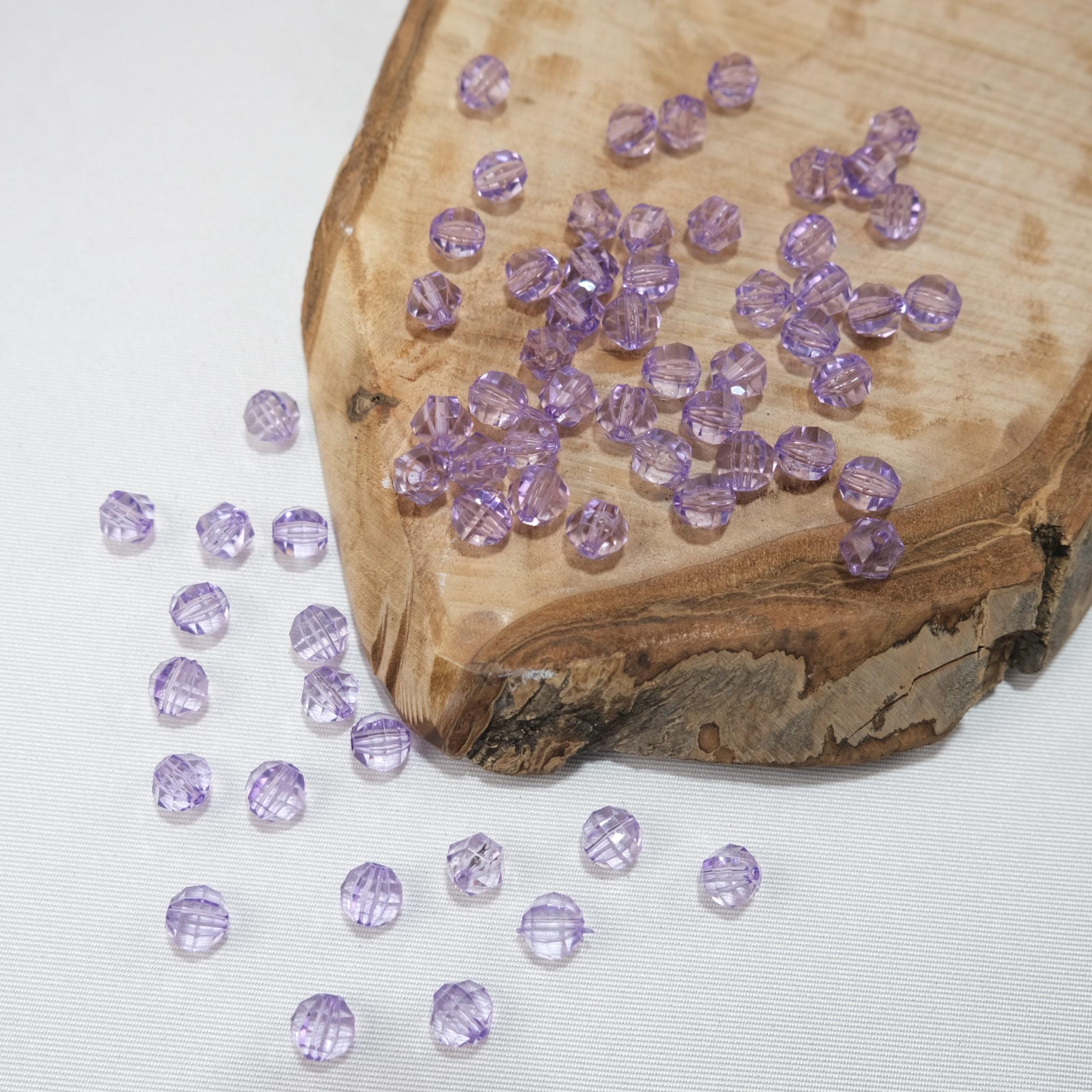 Akrilik Boncuk Yuvarlak 10 mm Lila Renk Dünya Model Akrilik Çanta ve Takı Boncuğu 500 Gram