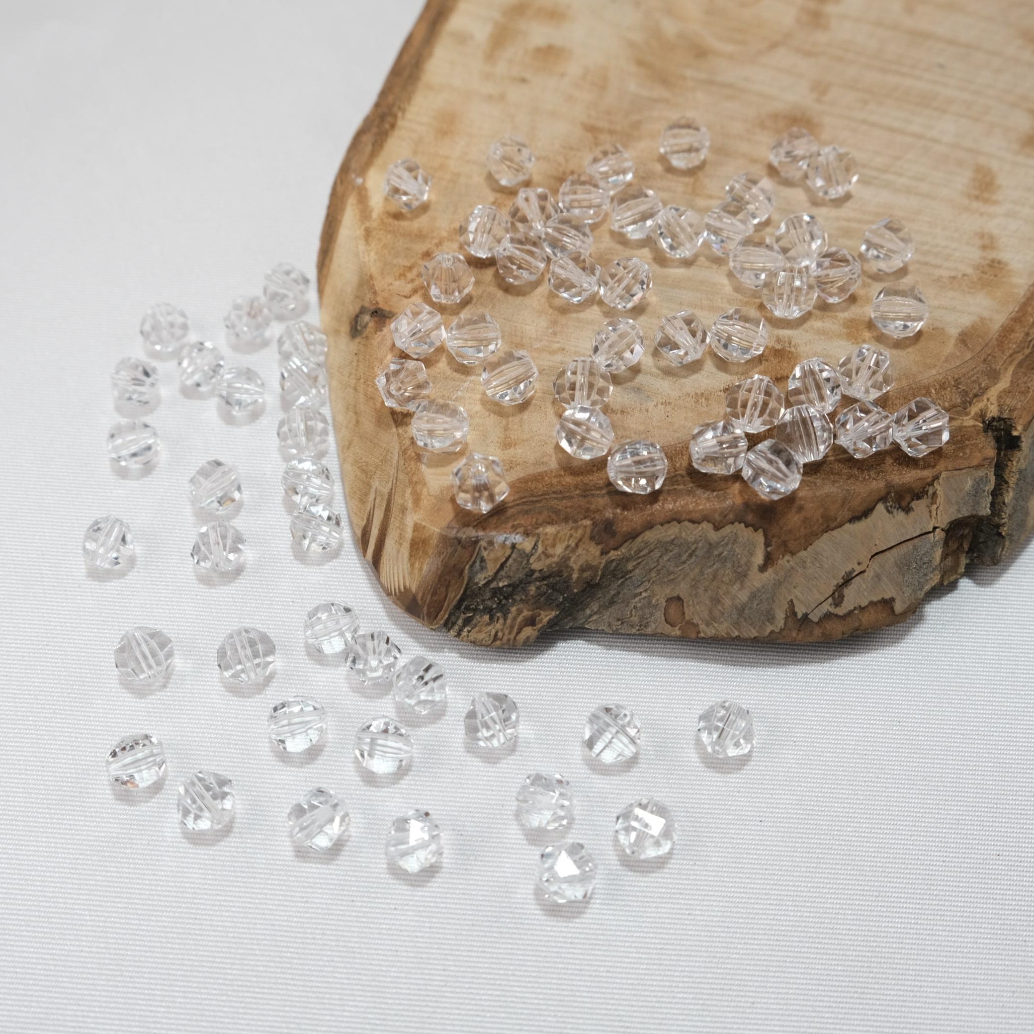 Akrilik Boncuk Yuvarlak 10 mm Şeffaf Renk Dünya Model Akrilik Çanta ve Takı Boncuğu 500 Gram