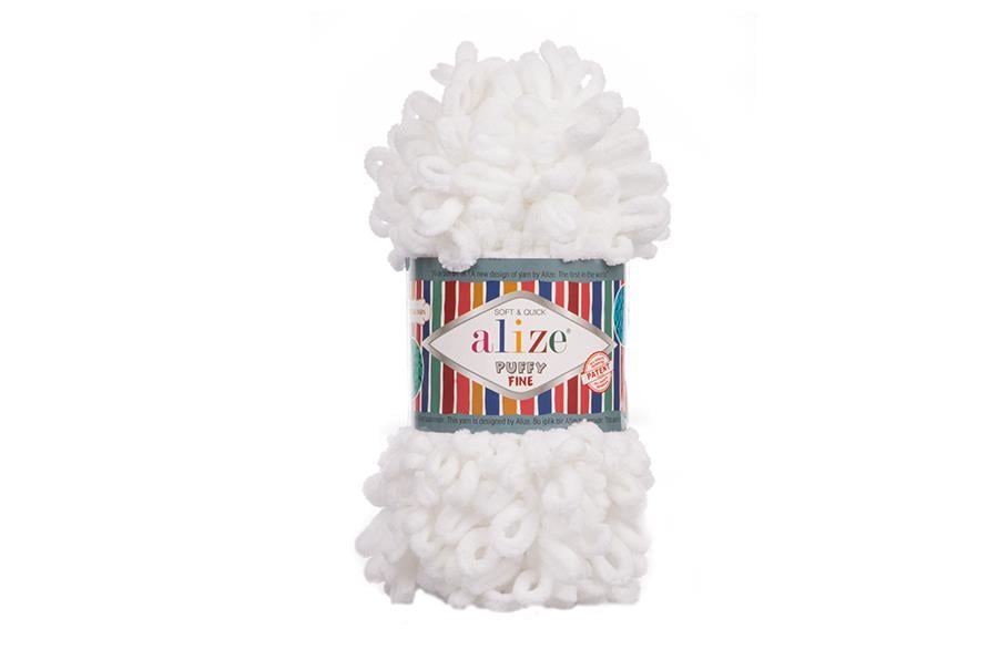 Alize Puffy Fine El Örgü İpi Beyaz-55