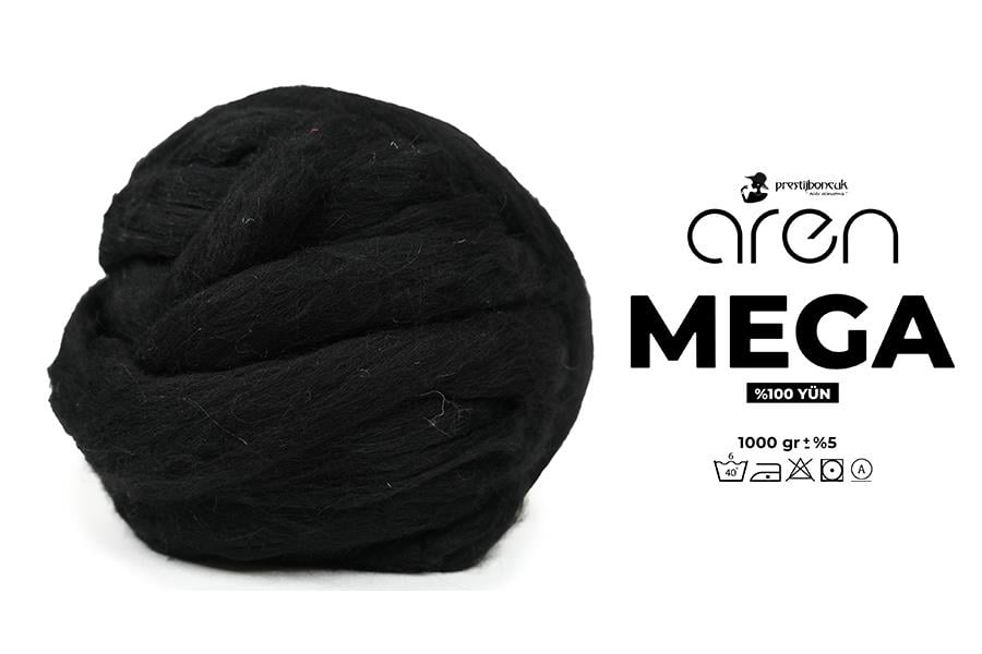 Aren Mega Dev Yün Siyah 1000 Gr