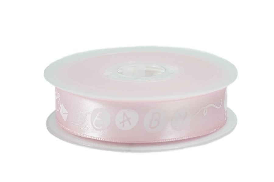 Baby Desenli Pembe Saten Kurdele 2 cm