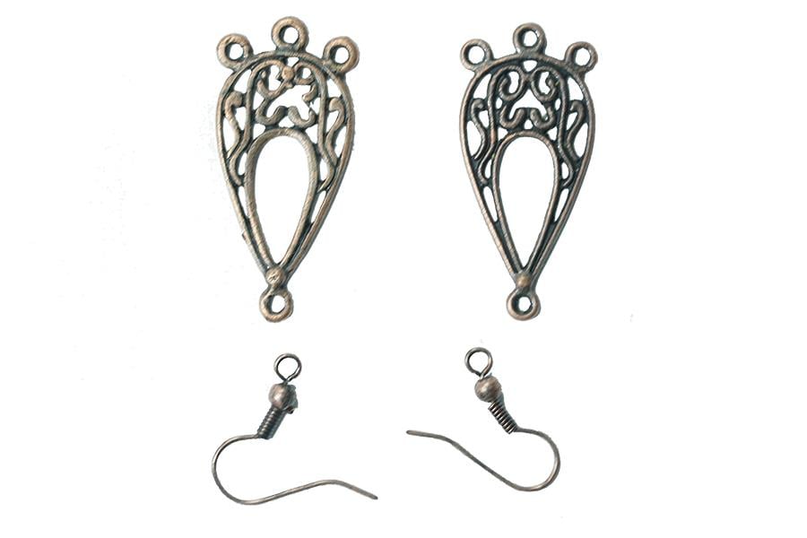 Bakır İşlemeli Küpe Aparatı Metal 3 cm