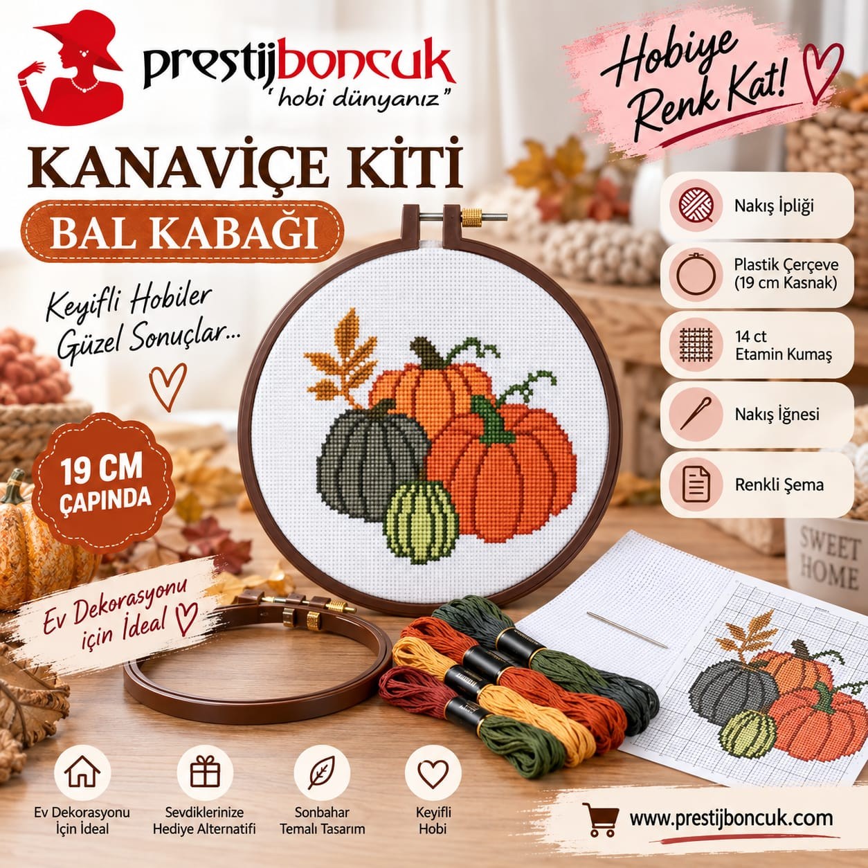Bal Kabağı Kanaviçe Nakış Kiti