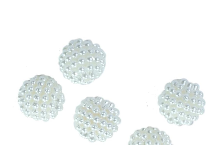 Beyaz Böğürtlen Plastik İnci 14mm 500 Gr 