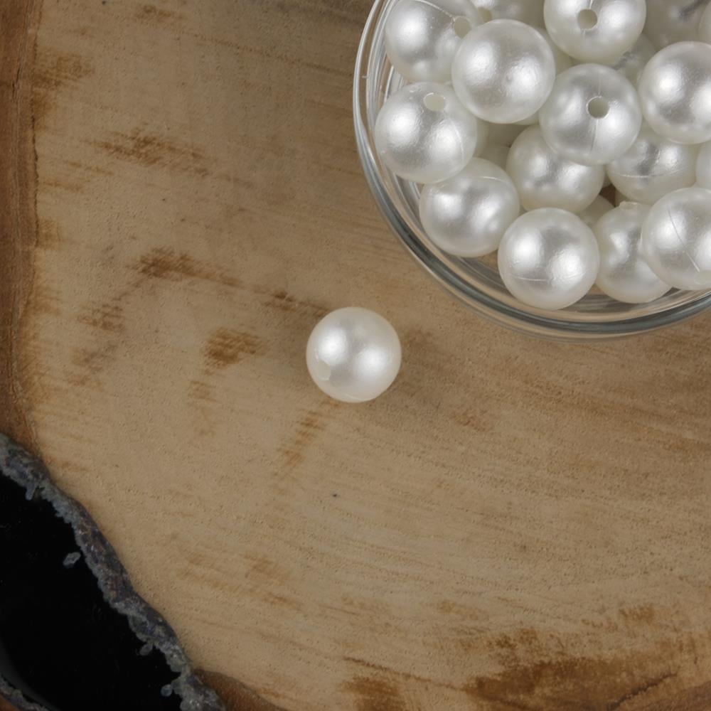 Beyaz Plastik İnci 14 mm 500 Gram