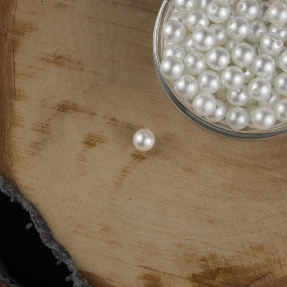 Beyaz Plastik İnci 8 mm 500 Gram