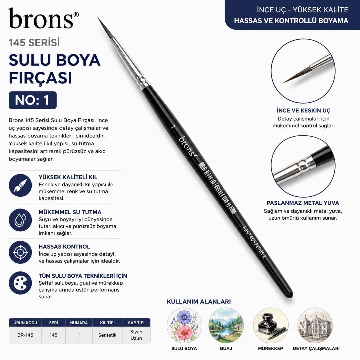 Brons 145 Serisi Sulu Fırça No1