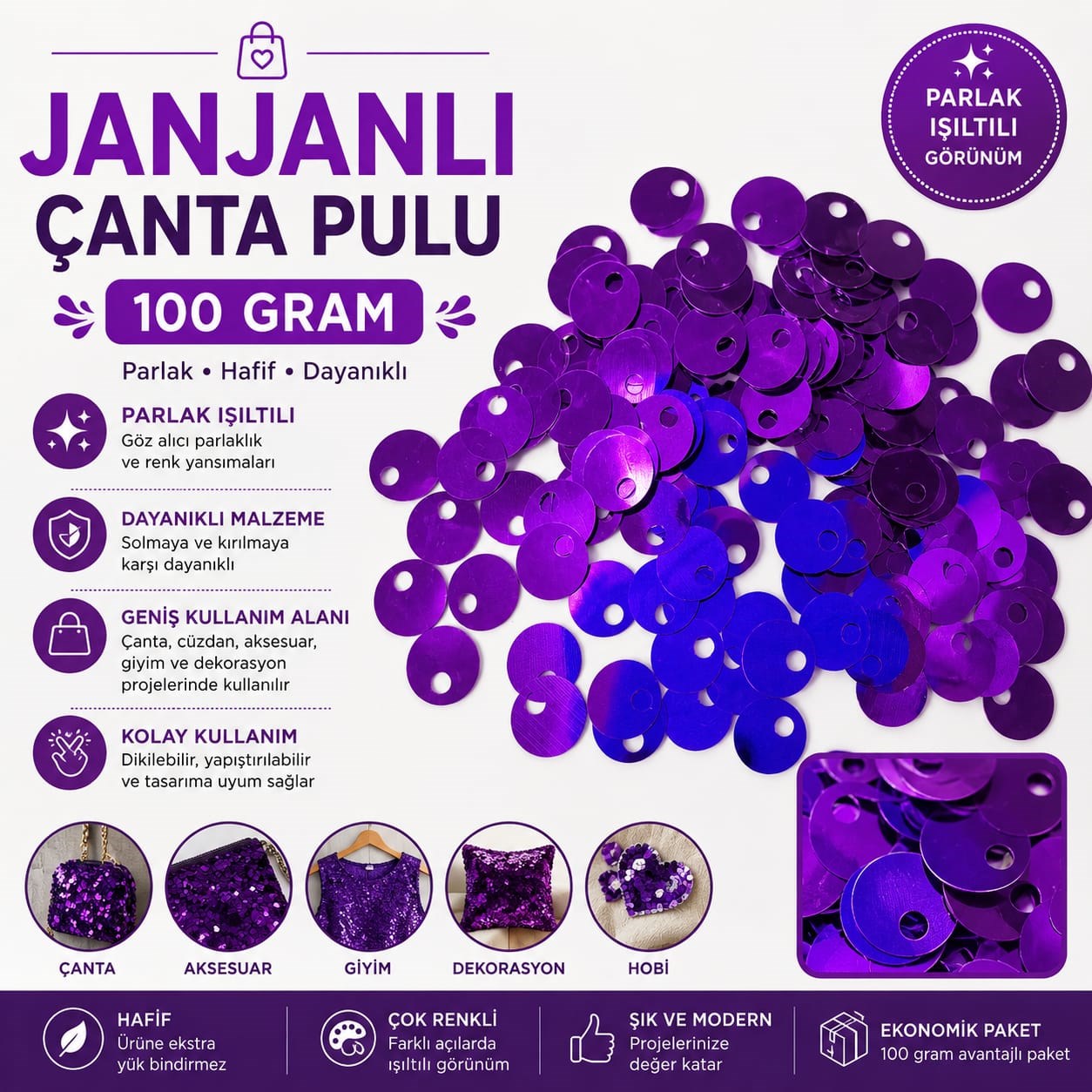 Çanta Pulu – Mor– 100 Gram