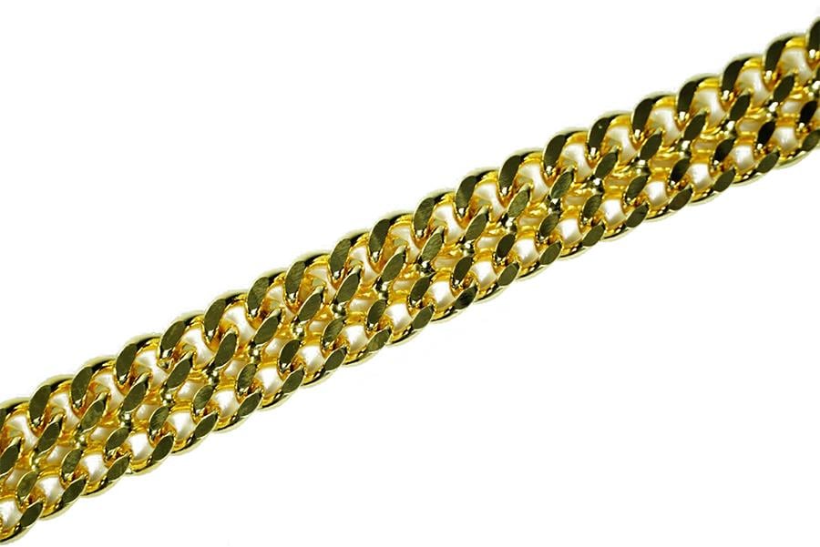 Çift Sıralı Metal Zincir 15 mm Sarı 45 Santimetre Model-01