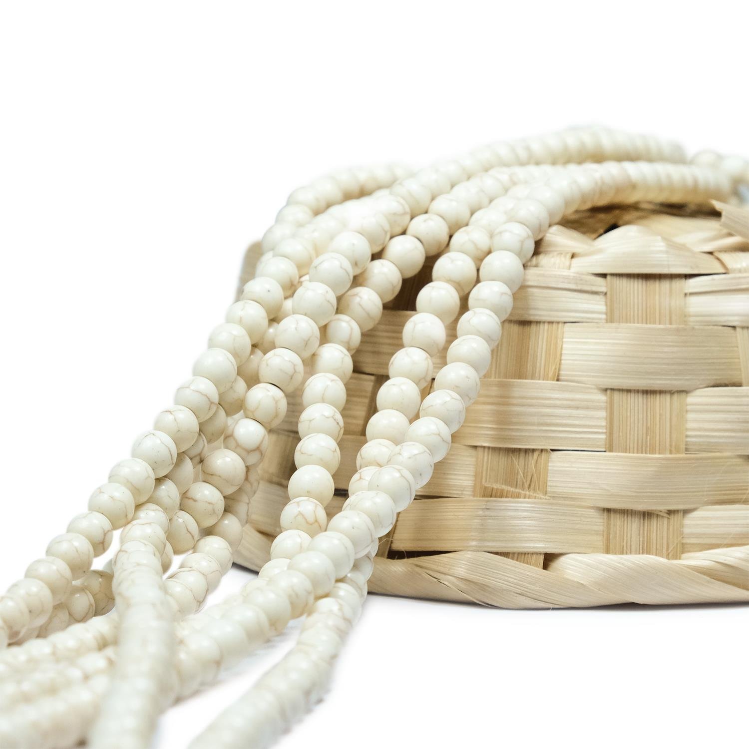 Damarlı Beyaz Mercan Doğaltaş Dizisi 8 mm