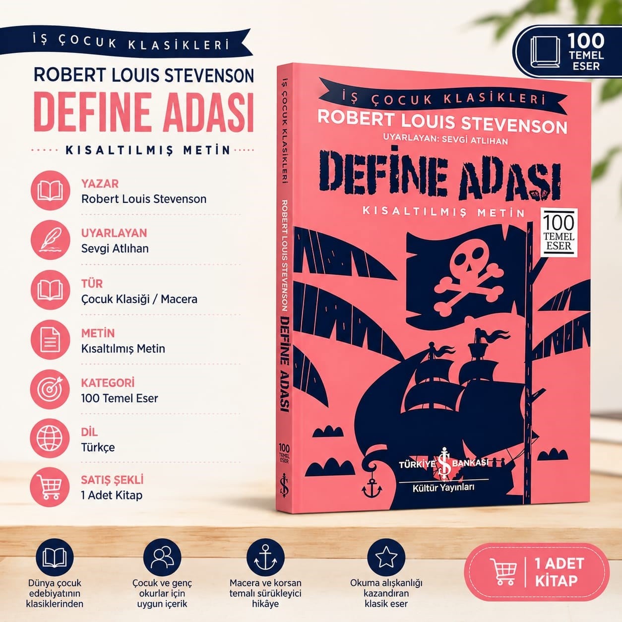 Define Adası-Kısaltılmış Metin Robert Louis Stevenson İş Bankası Kültür Yayınları