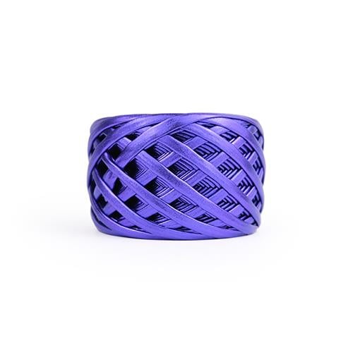 Deri Görünümlü Metalik Penye İp Mor