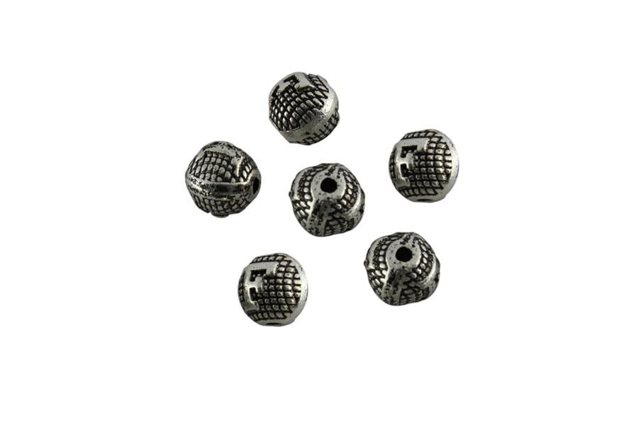 F Harfli Metal Yuvarlak Boncuk
