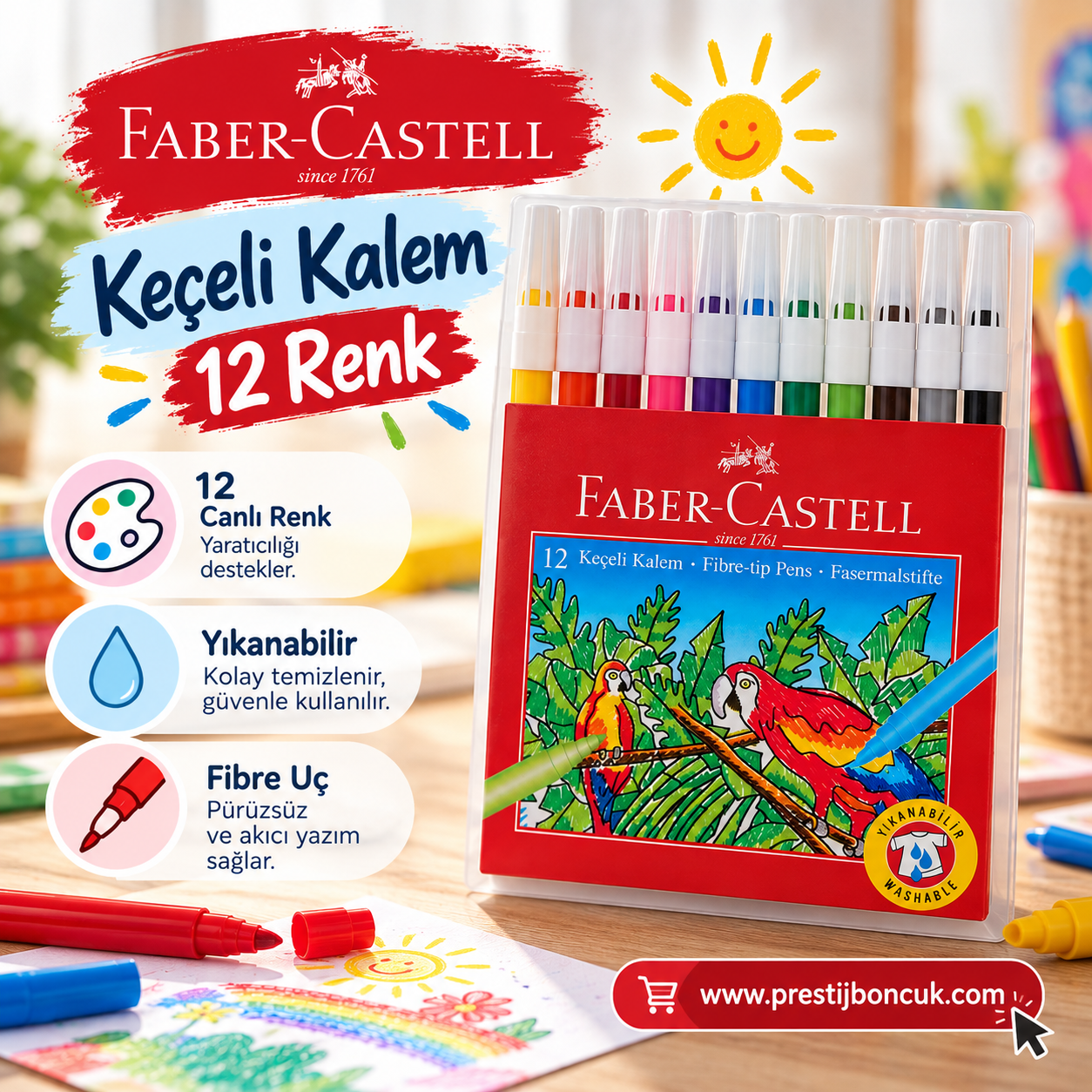 Faber Castel Keçeli Kalem 12li Paket