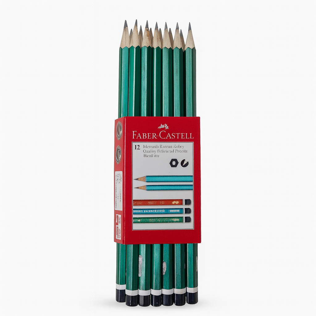 Faber Castell Köşeli Mercanlı Mavi Kurşun Kalem 12'li HB Uç  Kırılmaya Dayanıklı İz Bırakmadan Silinir