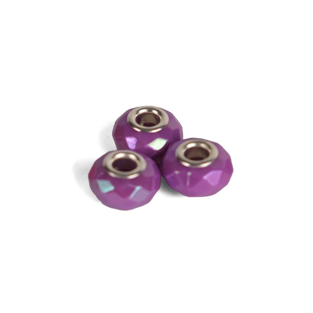 Fasetli Lila Boncuklu Charm 12 mm 3 Adet