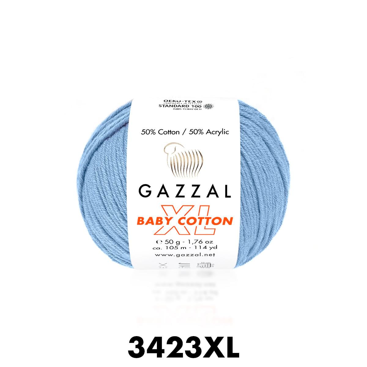 Gazzal Baby Cotton XL Açık Mavi Bebek Yünü-3423XL