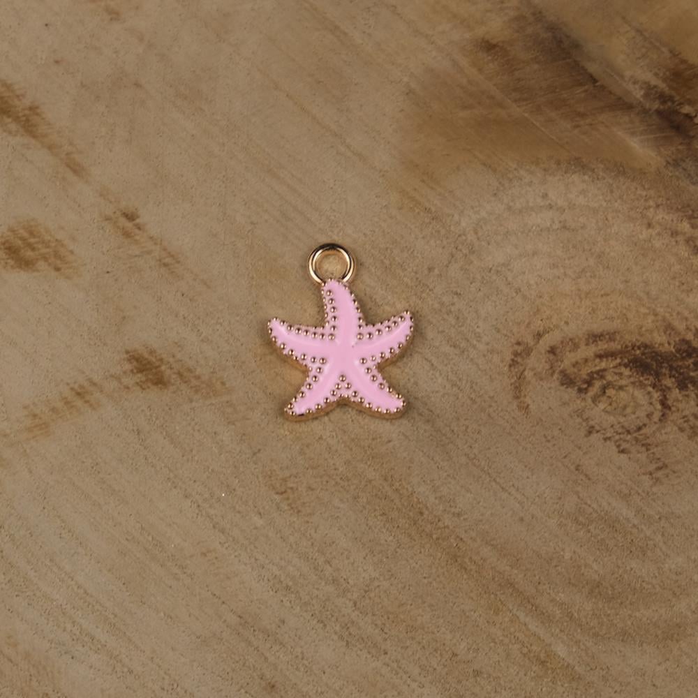 Gold Metal Pembe Deniz Yıldızı Figür Bileklik Kolye Ucu